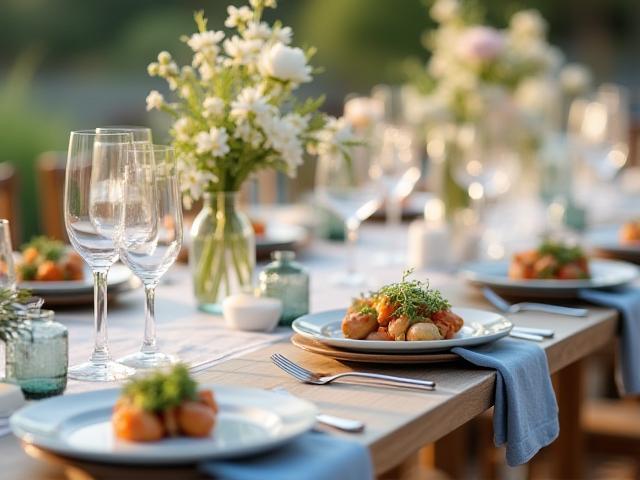 Elegant event table setup representing Milestones 1st wedding and 100th event