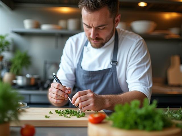 Chef planning menu with fresh coastal ingredients symbolising mission and vision